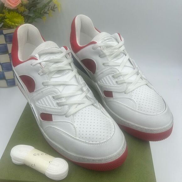 Men’s Gucci demetra basket leather sneakers size 12 made in Italy - Picture 1 of 12